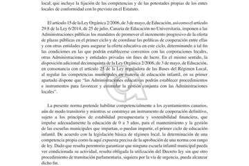 Decreto Ley del Gobierno de Canarias de 23 de diciembre de 2020 autorizando la competencia municipal para las escuelas infantiles/TA.
